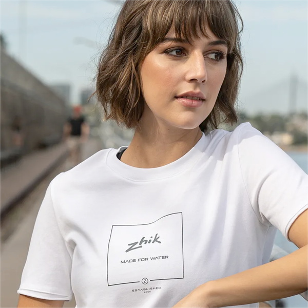 Zhik Da Donna Maglietta In Cotone Con Logo TEE-0731-W-WHT - White